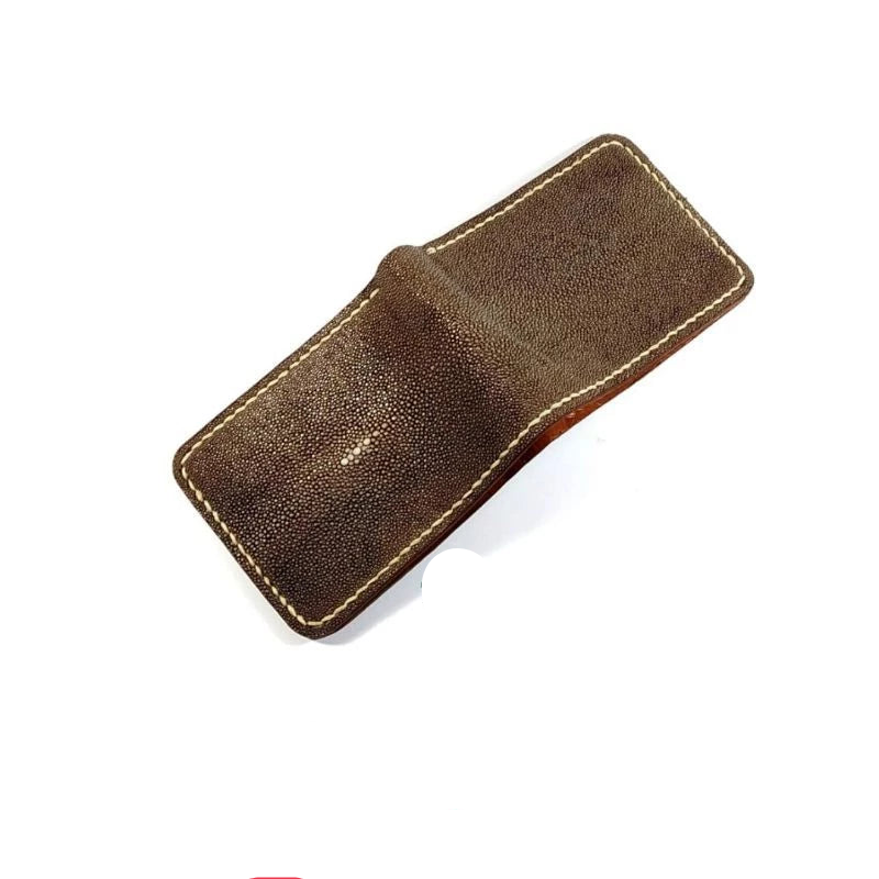 Premium handmade men's wallet made of genuine stingray leather in brown